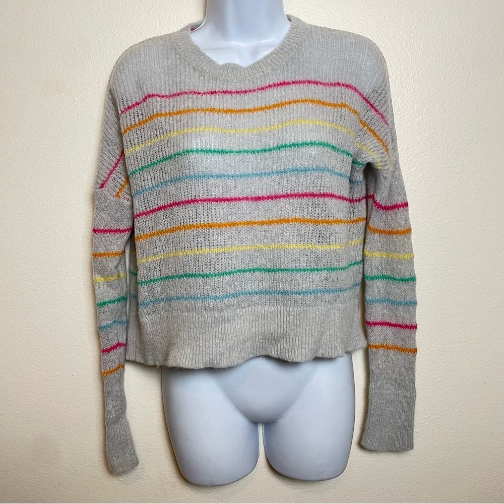 SUNDRY Rainbow Stripes Sweater Wool Cashmere - Picture 4 of 6